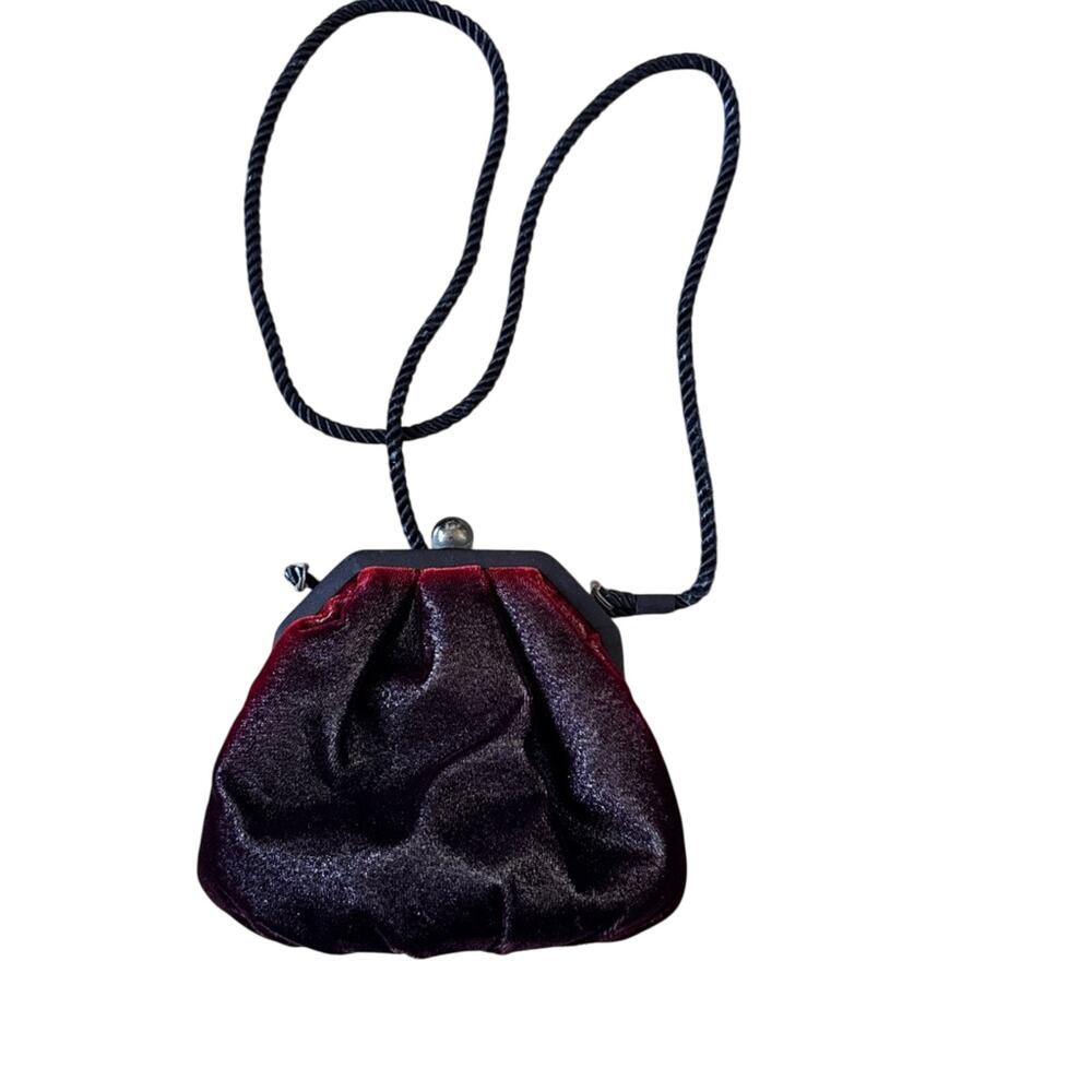 Vintage Neiman Marcus Red Velvet Carpet Bag Purse Crossbody Handbag